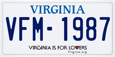 VA license plate VFM1987