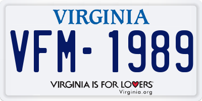 VA license plate VFM1989