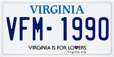 VA license plate VFM1990