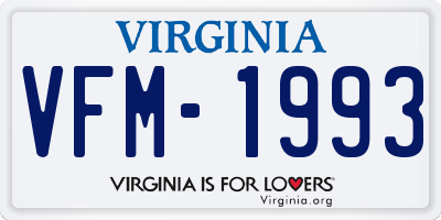 VA license plate VFM1993