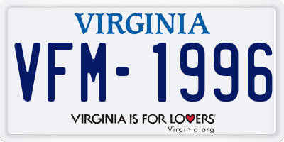 VA license plate VFM1996