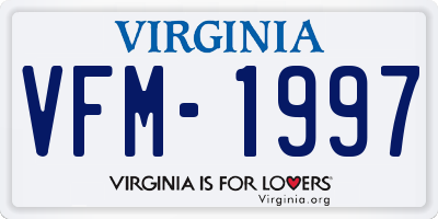 VA license plate VFM1997