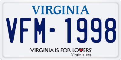 VA license plate VFM1998