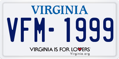 VA license plate VFM1999