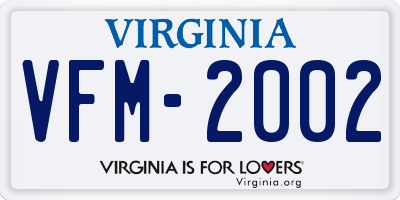 VA license plate VFM2002