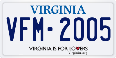 VA license plate VFM2005