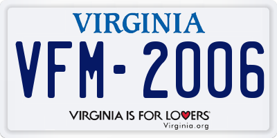 VA license plate VFM2006