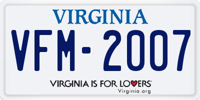 VA license plate VFM2007