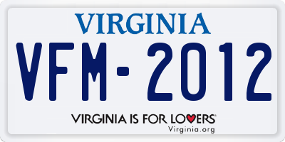 VA license plate VFM2012