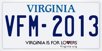 VA license plate VFM2013