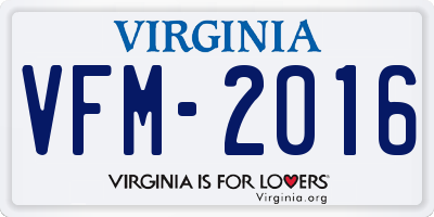 VA license plate VFM2016