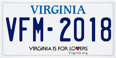 VA license plate VFM2018