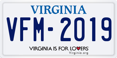 VA license plate VFM2019