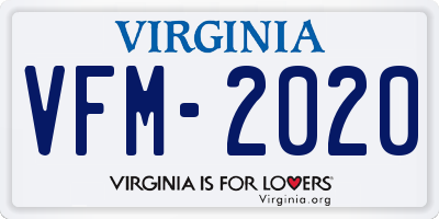 VA license plate VFM2020