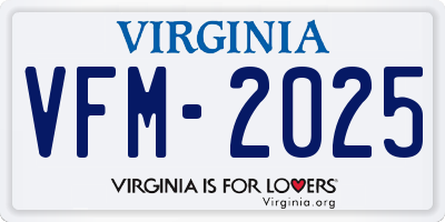 VA license plate VFM2025