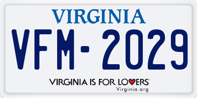 VA license plate VFM2029