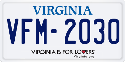 VA license plate VFM2030