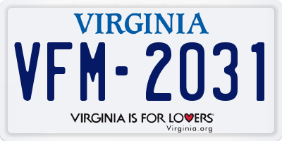 VA license plate VFM2031