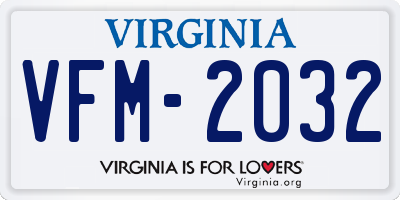 VA license plate VFM2032