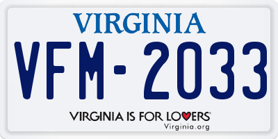 VA license plate VFM2033