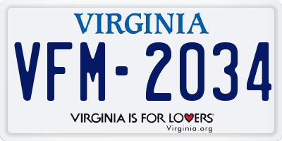 VA license plate VFM2034