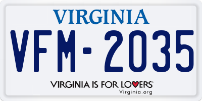 VA license plate VFM2035