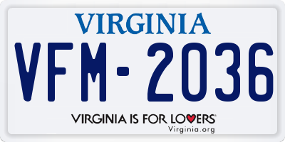 VA license plate VFM2036