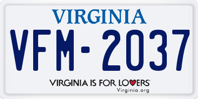 VA license plate VFM2037
