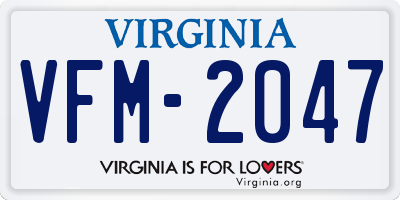 VA license plate VFM2047