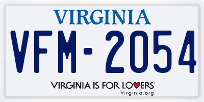 VA license plate VFM2054