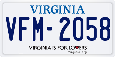 VA license plate VFM2058