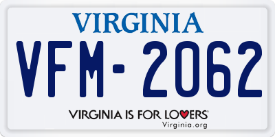 VA license plate VFM2062
