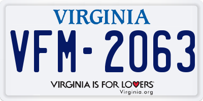 VA license plate VFM2063