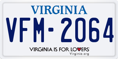 VA license plate VFM2064