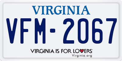 VA license plate VFM2067
