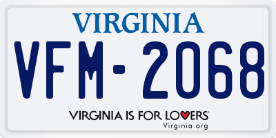 VA license plate VFM2068