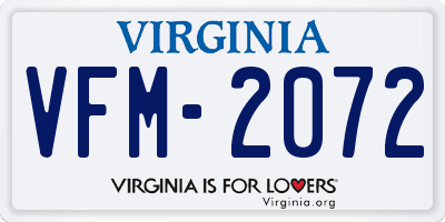 VA license plate VFM2072