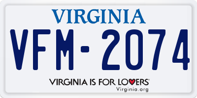 VA license plate VFM2074