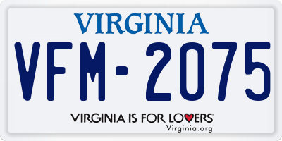 VA license plate VFM2075