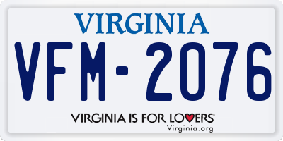VA license plate VFM2076
