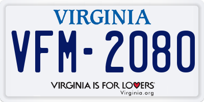 VA license plate VFM2080