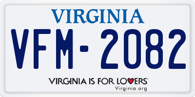 VA license plate VFM2082