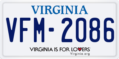VA license plate VFM2086