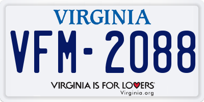 VA license plate VFM2088