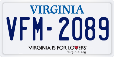 VA license plate VFM2089