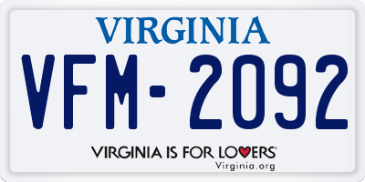 VA license plate VFM2092