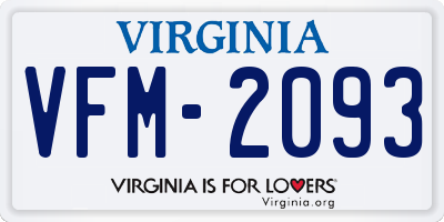 VA license plate VFM2093