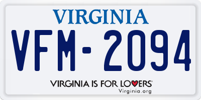 VA license plate VFM2094