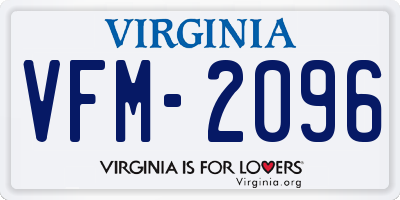 VA license plate VFM2096