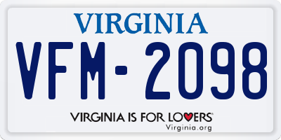 VA license plate VFM2098